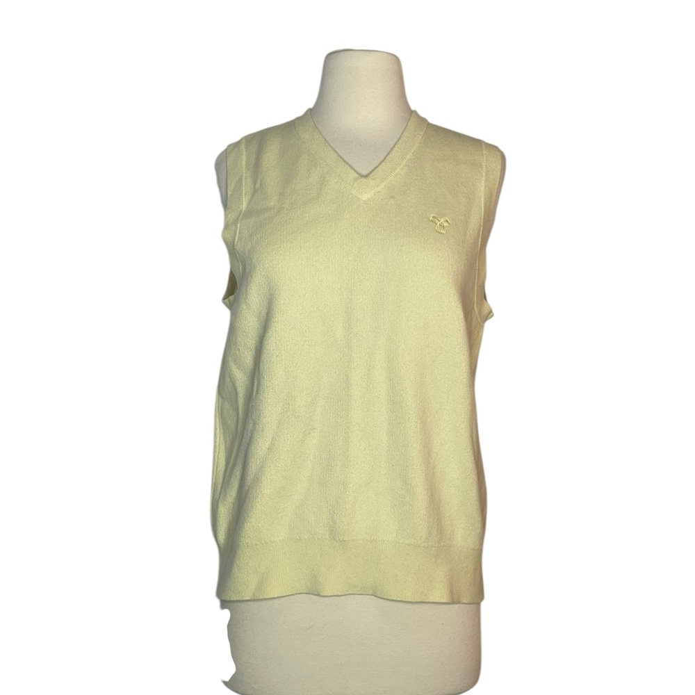 TNA Butter Yellow V-Neck Sleeveless Sweater Preppy Classic